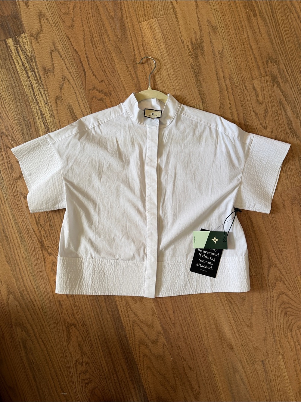 Tuckernuck White Short-Sleeve Mandarin Collar Button-Down Shirt